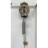 SMALL BRASS SKELETON WALL CLOCK WITH PENDULUM,