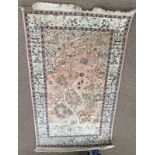INDIAN 100% NATURAL SILK PILE/COTTON RUG WITH LABEL TO UNDERSIDE,