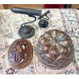 2 COPPER JELLY MOULDS & 2 GOFFERING IRONS -4-