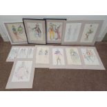 APRIL X J PRESSLEY, 2 FRAMED WATERCOLOURS, OOPS! & THE FLUTE PLAYER, ONE SIGNED, 40 X 25 CM EACH,