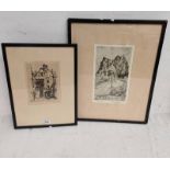 PRESTON CRIBB, STIRLING CASTLE, SIGNED IN PENCIL, ETCHING, 27 X 16 CM, & ALAN R GIBSON,