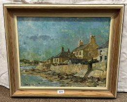 SIR H FORD HOUSES BY THE SEA SIGNED FRAMED OIL PAINTING 49 X 50 CM