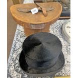 BLACK TOP HAT IN LEATHER CASE ETC Condition Report: Measurements: 16cm side to side,