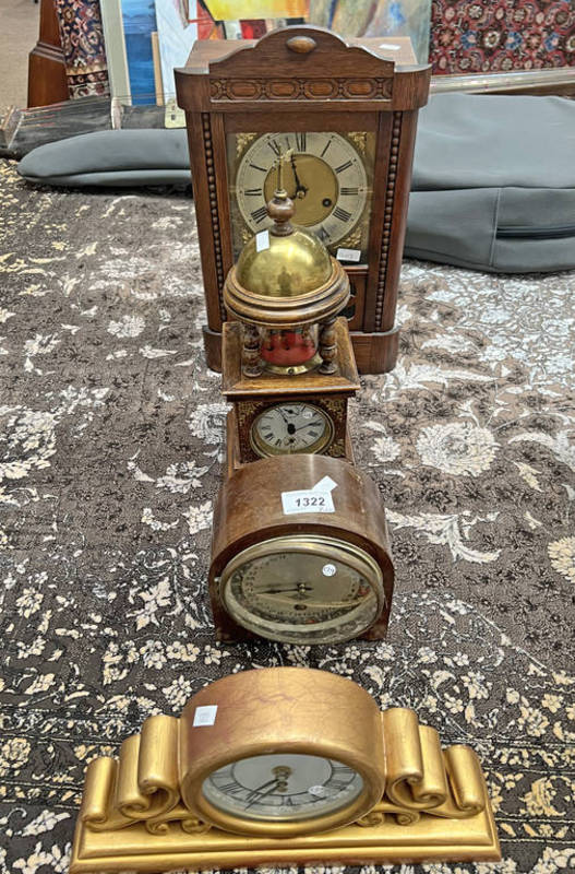 WALNUT CASED DAY DIAL MANTLE CLOCK,