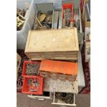 CLOCK PARTS - METAL TWO DRAWER UNIT, PLASTIC DRAWER UNITS WITH CONTENTS,