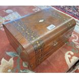 19TH CENTURY PARQUETRY & MOTHER OF PEARL INLAID JEWELLERY BOX WITH FITTED & FOLD-OUT INTERIOR,