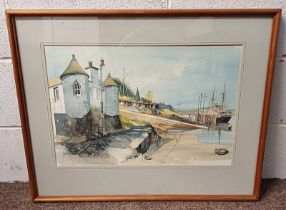 FRED WILLIAMS 81 SOUTH PIER HOUSE 1814 OBAN SIGNED FRAMED WATERCOLOUR 37 X 56 CM