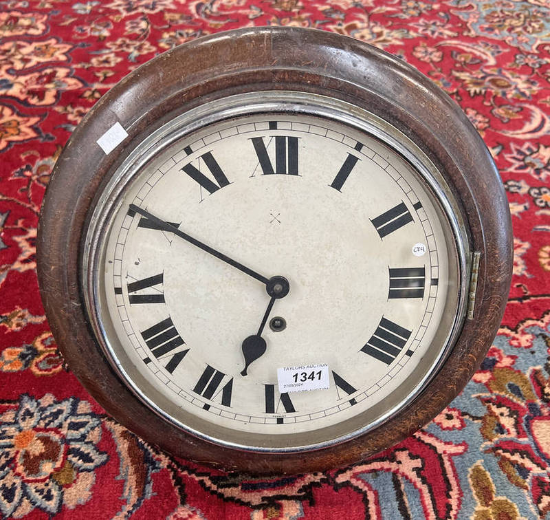 OAK CIRCULAR POST OFFICE CLOCK,