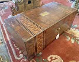 LATE 19TH OR EARLY 20TH CENTURY PARQUETRY WRITING BOX WITH FITTED INTERIOR, 50.