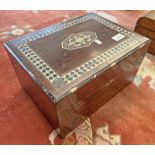 19TH CENTURY ROSEWOOD JEWELLERY BOX WITH INTRICATE MOTHER OF PEARL INLAID,