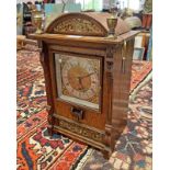 OAK CASED AUTOMATIC MEMORANDUM CLOCK MADE IN LONDON,