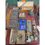 TOOLS TO INCLUDE TAP AND DIE SET IN WOODEN CASE,