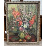 BORRIE STILL LIFE OF FLOWERS SIGNED FRAMED OIL PAINTING 99 X 75 CM