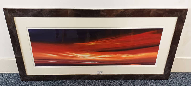 JOHNATHAN SHAW SUNSET AT BEACH SIGNED FRAMED OIL PAINTING 29 X 90 CM