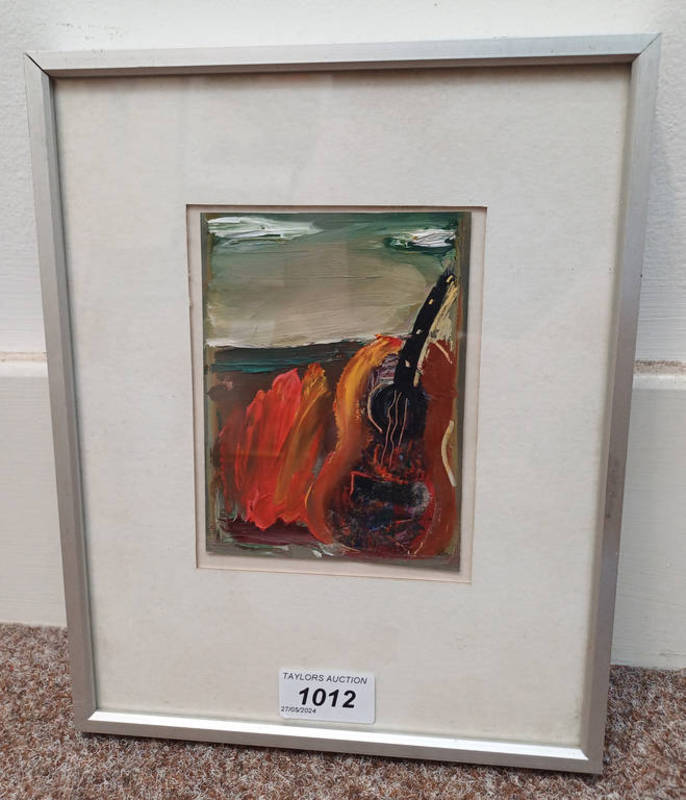 BILL WALLACE CELLO STANDING LABEL TO REVERSE PROVENANCE COMPASS GALLERY FRAMED OIL PAINTING 14 X 10