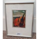 BILL WALLACE CELLO STANDING LABEL TO REVERSE PROVENANCE COMPASS GALLERY FRAMED OIL PAINTING 14 X 10