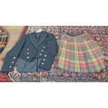 TARTAN KILT WITH JACKET & WAISTCOAT Condition Report: Kilt is 140cm long and 62cm