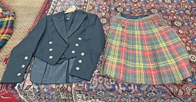 TARTAN KILT WITH JACKET & WAISTCOAT Condition Report: Kilt is 140cm long and 62cm