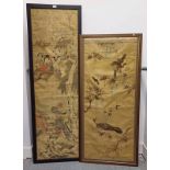 FRAMED ORIENTAL SCROLL OF FIGURES IN CLOUDS & A SWORDSMAN,