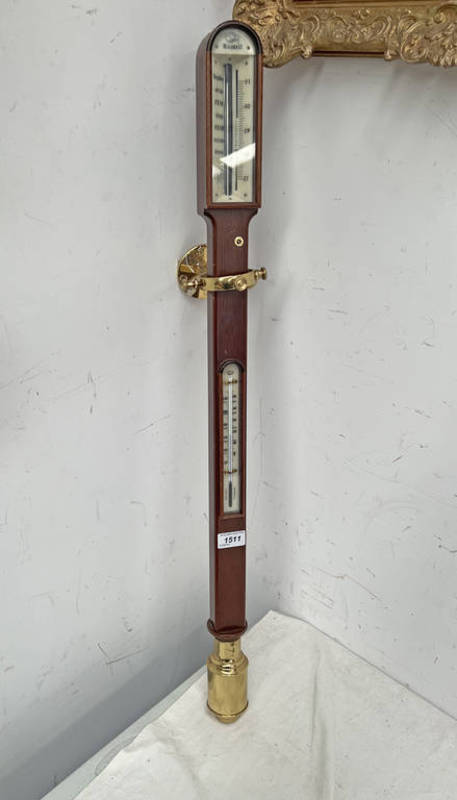 RUSSEL SHIPS STICK BAROMETER WITH WALL MOUNT,