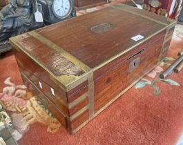 LATE 19TH CENTURY BRASS BOUND MAHOGANY WRITING SLOPE,