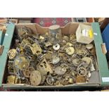 LARGE SELECTION OF VARIOUS CLOCK PARTS IN ONE BOX