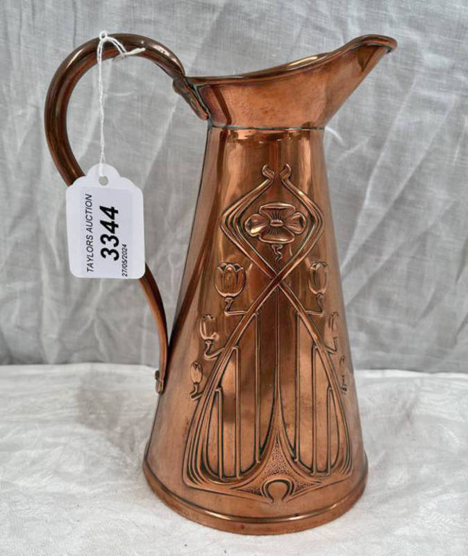 EARLY 20TH CENTURY ART NOUVEAU COPPER JUG BY J.S. & S.