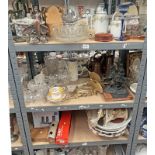 VARIOUS PORCELAIN WARE, ART GLASS VASE, GILT WALL BRACKET, BRASS DESK LAMP, VARIOUS CRYSTAL,