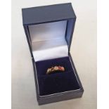 5 STONE RUBY & DIAMOND SET RING MARKED 18K ( ONE RUBY DEFICIENT)