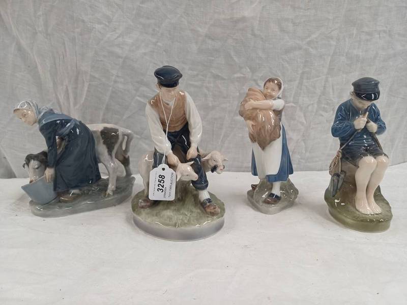 4 ROYAL COPENHAGEN PORCELAIN FIGURES Condition Report: lot weighs approx 2/3kg in