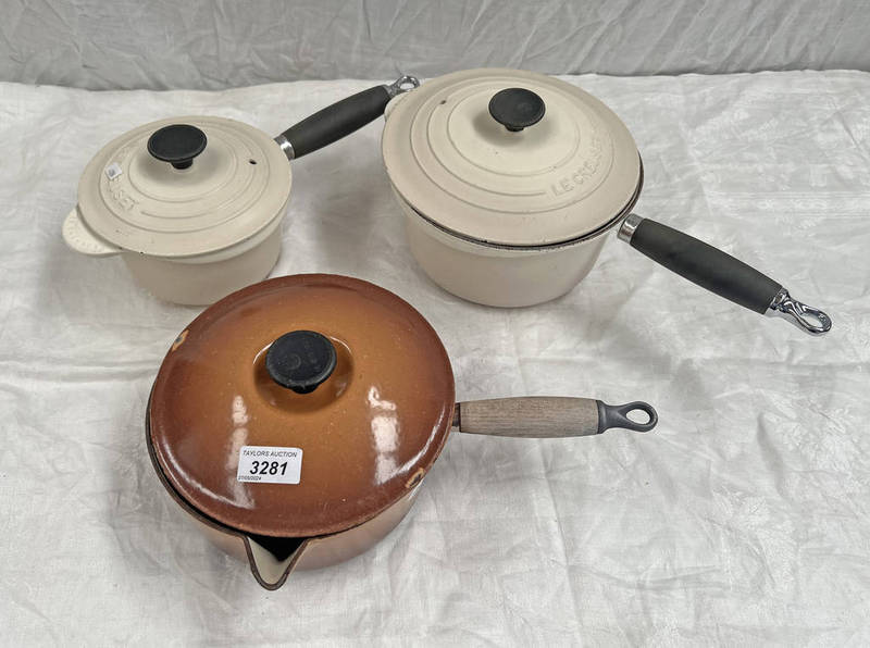 3 LE CREUSET POTS WITH LIDS