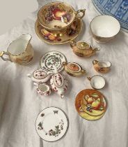 VARIOUS COALPORT MINIATURE TEAWARE & AYNSLEY FLORAL DECORATED TEACUP & SAUCER