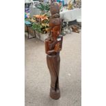 CARVED HARDWOOD FIGURE OF AN EASTERN LADY,