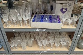 LARGE SELECTION OF BOXED CRYSTAL GLASSES, DECANTERS,