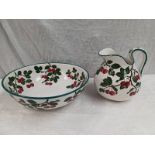 WEMYSS WARE EWER & BASIN SET DECORATED WITH CHERRIES,