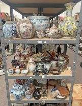 EXCELLENT SELECTION OF ORIENTAL WARE INCLUDING PORCELAIN VASES, HARDSTONE CARVINGS, WOODEN CARVINGS,