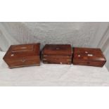 19TH CENTURY ROSEWOOD BOX WITH DECORATIVE INLAY & 2 OTHER 19TH CENTURY BOXES