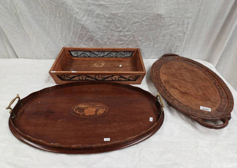 INLAID MAHOGANY OVAL TRAY,