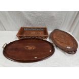 INLAID MAHOGANY OVAL TRAY,