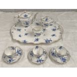 ROYAL CROWN DERBY PORCELAIN BREAKFAST SET OF TRAY , 3 CUPS & SAUCERS, TEAPOT, SUGAR & CREAM.