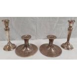 PAIR OF SILVER CANDLESTICKS BIRMINGHAM 1911, & 1 OTHER SILVER PAIR,