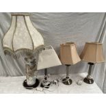 PORCELAIN FIGURAL TABLE LAMP WITH DECORATIVE SHADE & 3 OTHER TABLE LAMPS