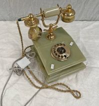 GREEN HARDSTONE BASED TELEPHONE