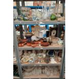 GOOD SELECTION ART GLASS, VARIOUS GLASS PAPERWEIGHTS, GLASS TABLE LAMPS & SHADES, VARIOUS POTTERY,