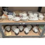 HUMMING BIRDS OF THE WORLD PORCELAIN TEAWARE ON STANDS, VARIOUS OTHER PORCELAIN TEAWARE, ETC.