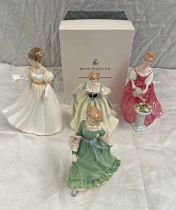 4 ROYAL DOULTON FIGURES LILY, SPRING SERENADE, KATHLEEN,