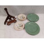 SET OF 6 SATSUMA SIDE PLATES WITH CHICKEN DECORATION & 8 CHARACTER SIGNATURE TO REVERSE 18CM WIDE &