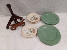 SET OF 6 SATSUMA SIDE PLATES WITH CHICKEN DECORATION & 8 CHARACTER SIGNATURE TO REVERSE 18CM WIDE &