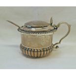 SILVER POT BELLIED MUSTARD POT WITH LATER SPOON,