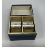 BOXED PAIR SILVER NAPKIN RINGS WITH ENGINE TURNED DECORATION,